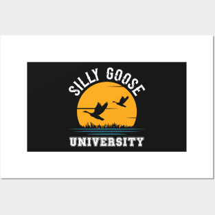 SILLY GOOSE UNIVERSITY RETRO SUNSET Posters and Art